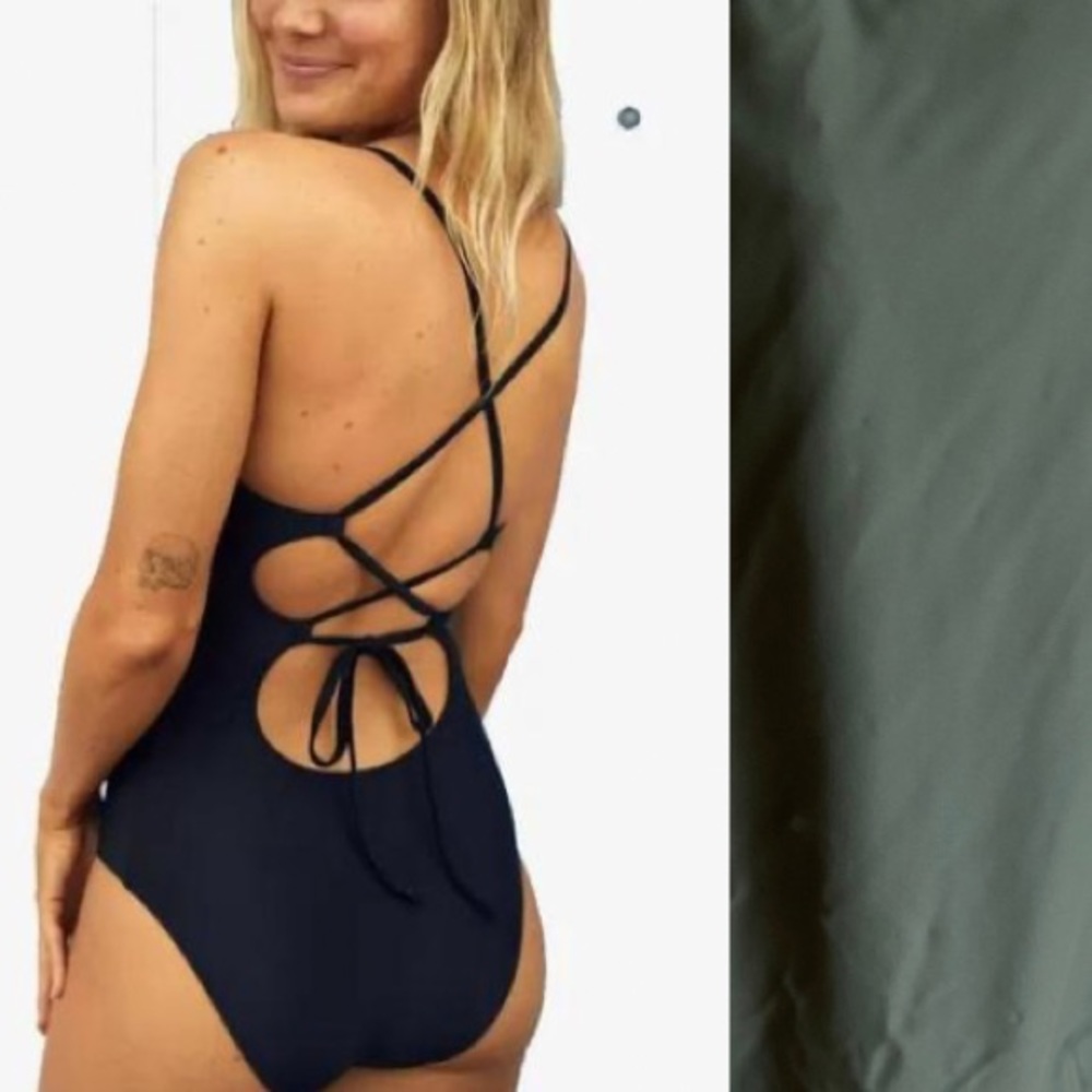 Aerie crisscross back sage green one piece swimsuit